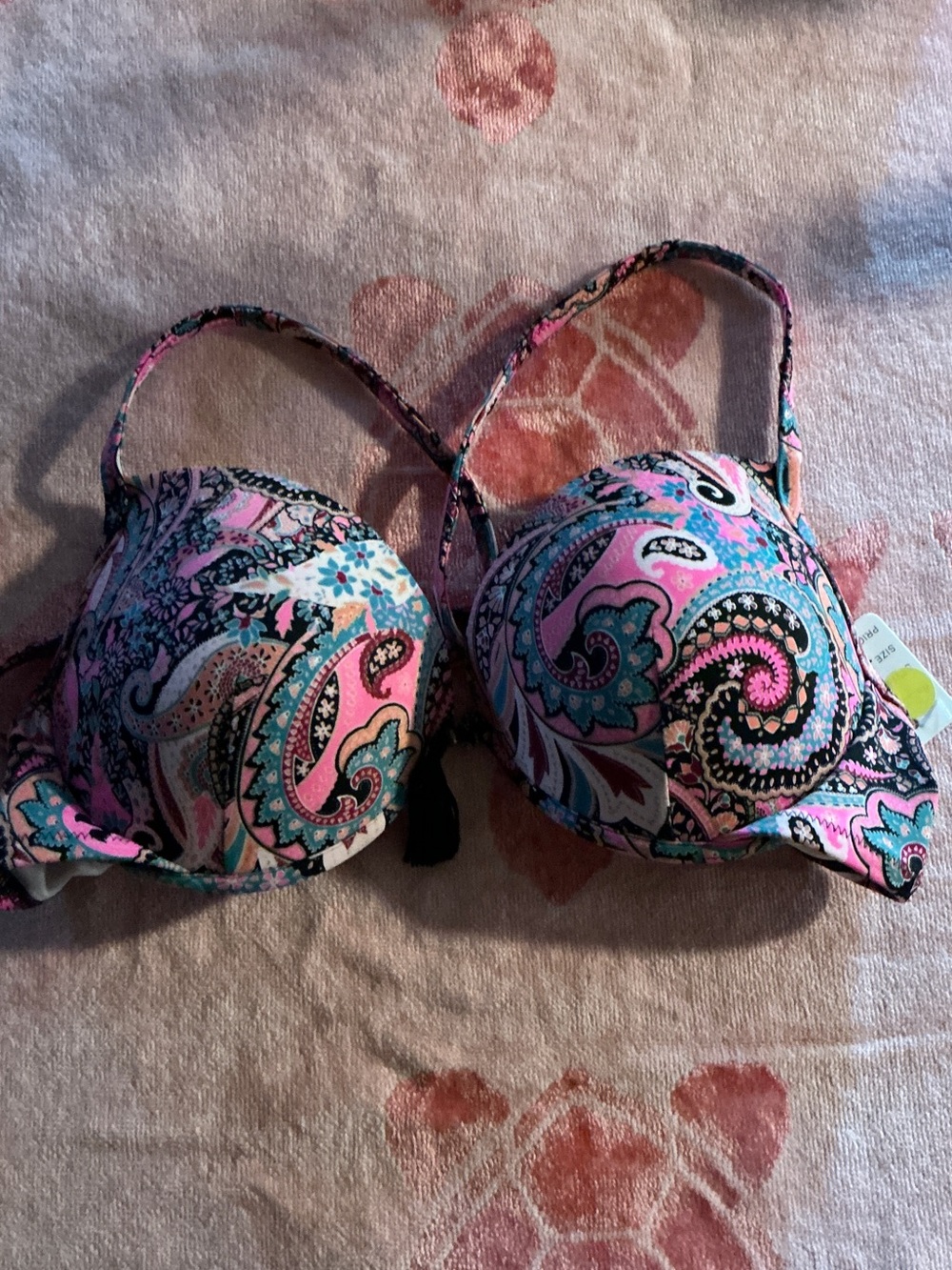 Pink Paisley Underwire Push-Up swim top